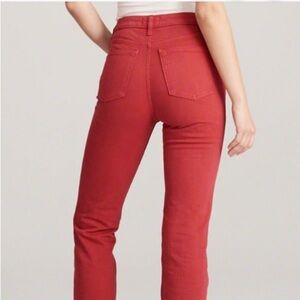 Abercrombie & Fitch Women's Bold Red High Rise Jeans